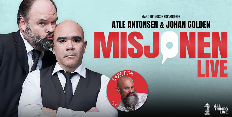 Promobilde for Misjonen Live Atle Antonsen Johan Golden hotellpakke med billetter